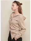 Women's Adore Side Shirring Hooded Blouse Beige - MICANE - BALAAN 4