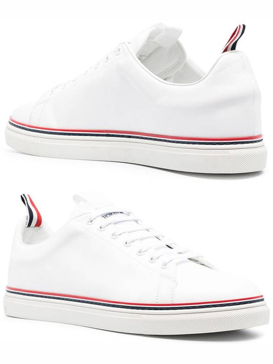 Tennis Vitello Calf Leather Low Top Sneakers White - THOM BROWNE - BALAAN 2