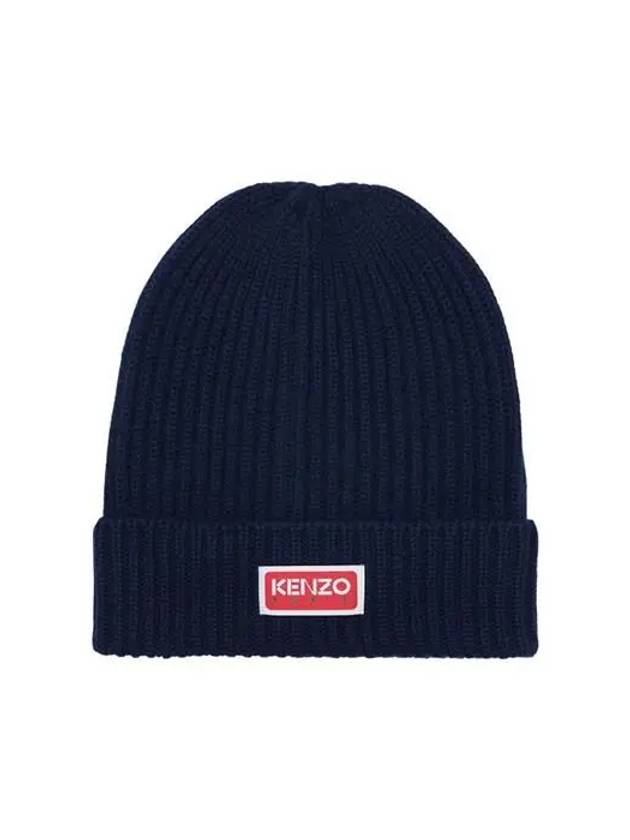 Logo Patch Wool Beanie Navy - KENZO - BALAAN 2