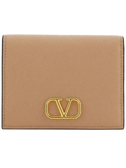 V Logo Signature Flap Compact Half Wallet Rose Canel - VALENTINO - BALAAN 2