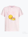 Logo Applique Graphic Print Short Sleeve T Shirt Pink - GANNI - BALAAN 2