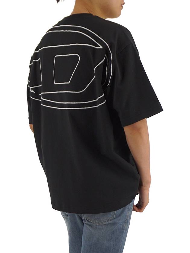 Maxi Oval D Embroidered Short Sleeve T-Shirt Black - DIESEL - BALAAN 7