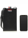 Pebble Grain Bow Phone Holder Cross Bag Black - THOM BROWNE - BALAAN 7