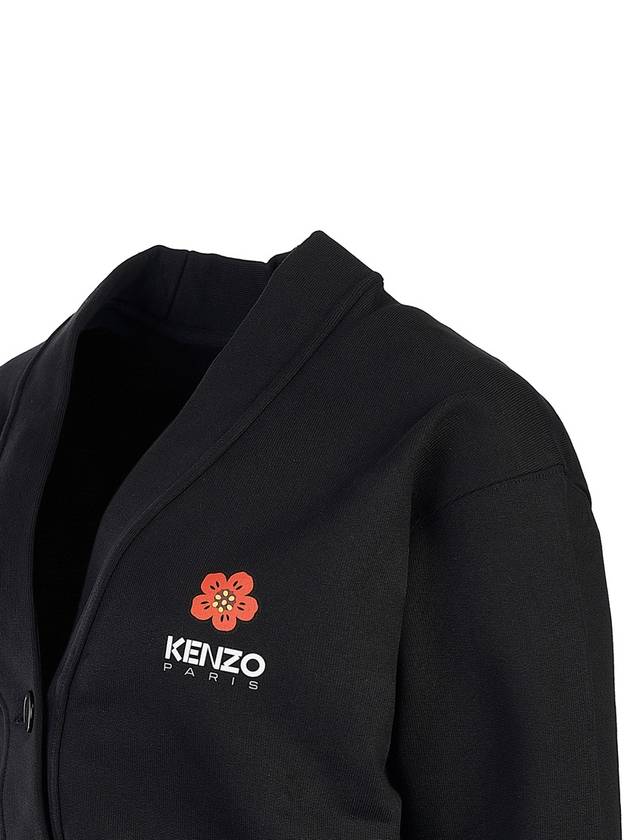 Boke Flower Cotton Cardigan Black - KENZO - BALAAN 7