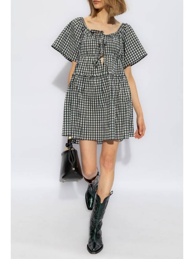 Ganni Ganni Checkered Pattern Dress, Women's, Black - GANNI - BALAAN 2