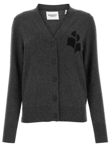 Karin logo V neck cardigan charcoal CA0008FA A1X05E 02AN - ISABEL MARANT - BALAAN 1