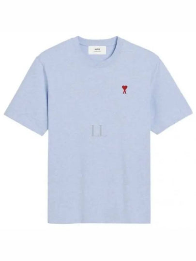 Small Heart Logo Boxy Fit Short Sleeve T-Shirt Light Blue - AMI - BALAAN 2