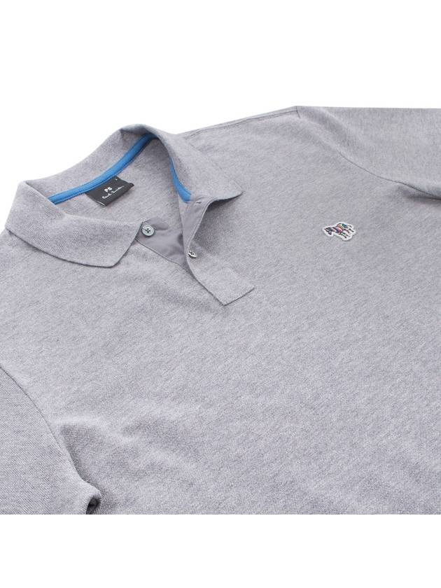 Zebra Patch Long Sleeve Polo Shirt Grey - PAUL SMITH - BALAAN 3