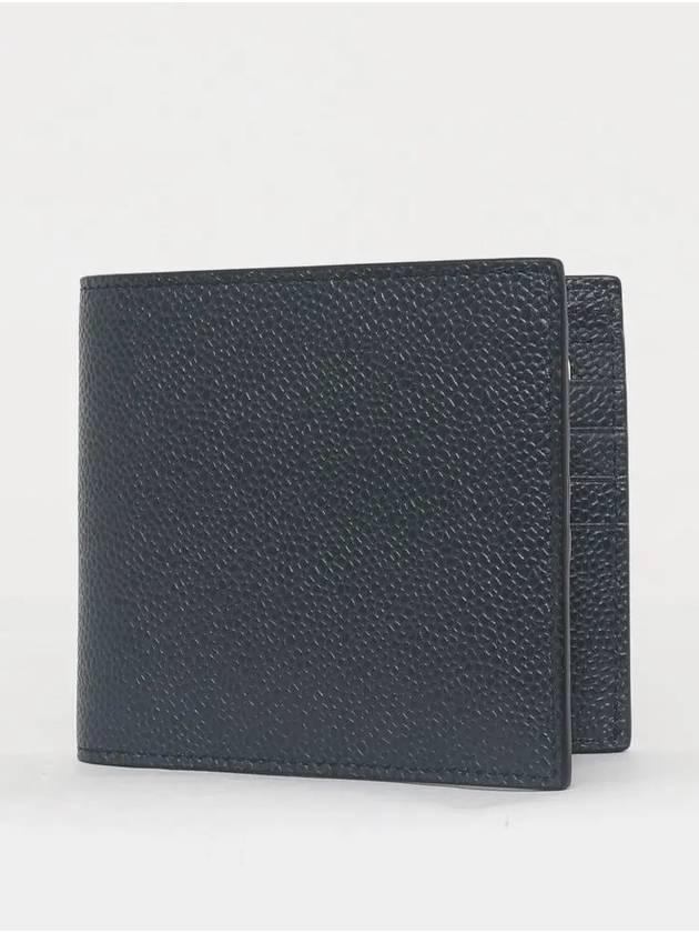 Classic Pebble Leather Half Wallet Navy - THOM BROWNE - BALAAN 2