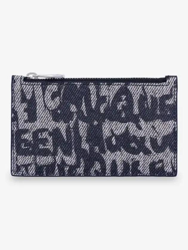 All Over Graffiti Logo Print Card Wallet Blue - ALEXANDER MCQUEEN - BALAAN 2