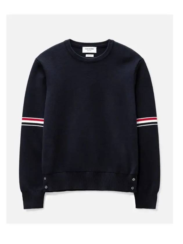 4 Bar Armband Classic Merino Wool Knit Top Navy - THOM BROWNE - BALAAN 2