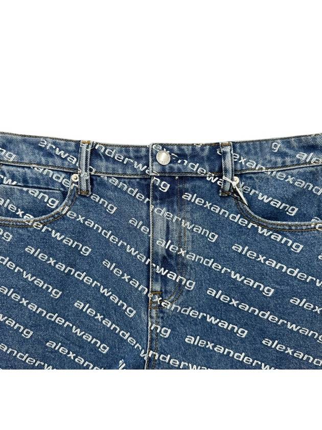 Byte Logo Monogram Denim Shorts Blue - ALEXANDER WANG - BALAAN 4