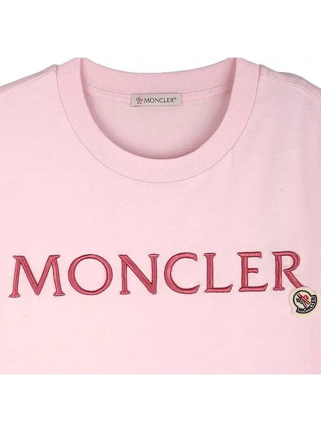 Embroidered Logo Cotton Short Sleeve T-Shirt Pink - MONCLER - BALAAN 4