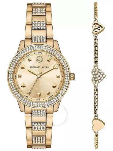 Michael Kors Tibby Quartz Crystal Gold Dial Ladies Watch and Bracelet Gift Set - MICHAEL KORS - BALAAN 1