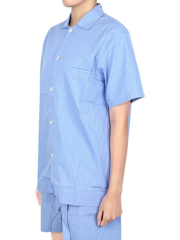 Poplin Pajamas Organic Cotton Short Sleeve Shirt Pin Stripe - TEKLA - 8