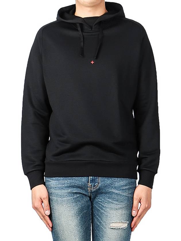 Men's Marina Logo Cotton Hoodie Black - STONE ISLAND - BALAAN 2