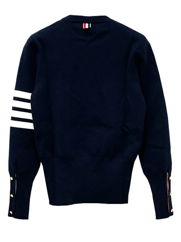 Milano Stitch Crewneck 4-Bar Cotton Crepe Knit Top Navy - THOM BROWNE - BALAAN 6