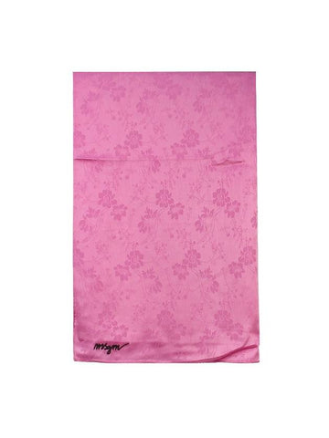 Women's Embroidered Logo Flower Embossed Silk Scarf Pink - MSGM - BALAAN 1