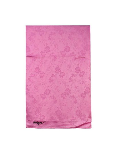 Women's Embroidered Logo Flower Embossed Silk Scarf Pink - MSGM - BALAAN 2