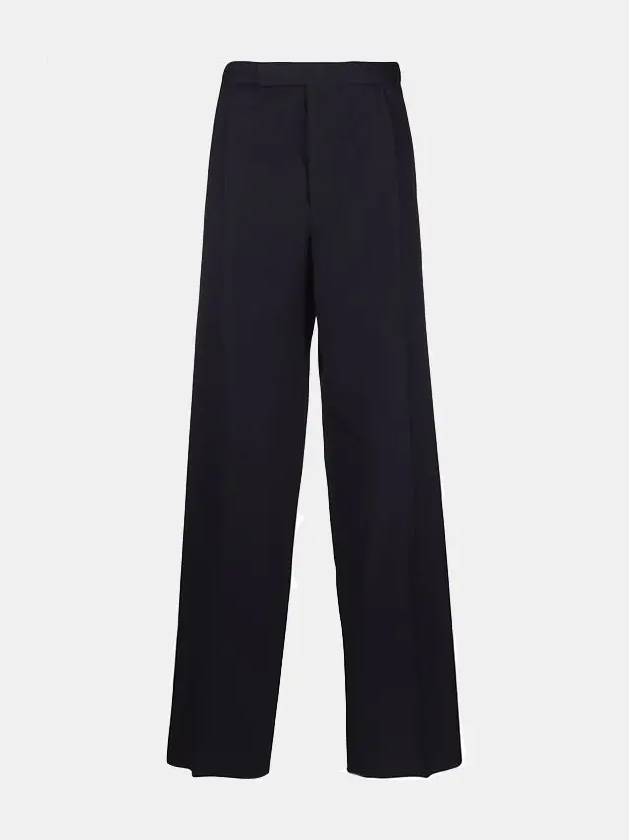 Wool Pique Shooting Single Pleat Straight Pants Navy - THOM BROWNE - BALAAN 2