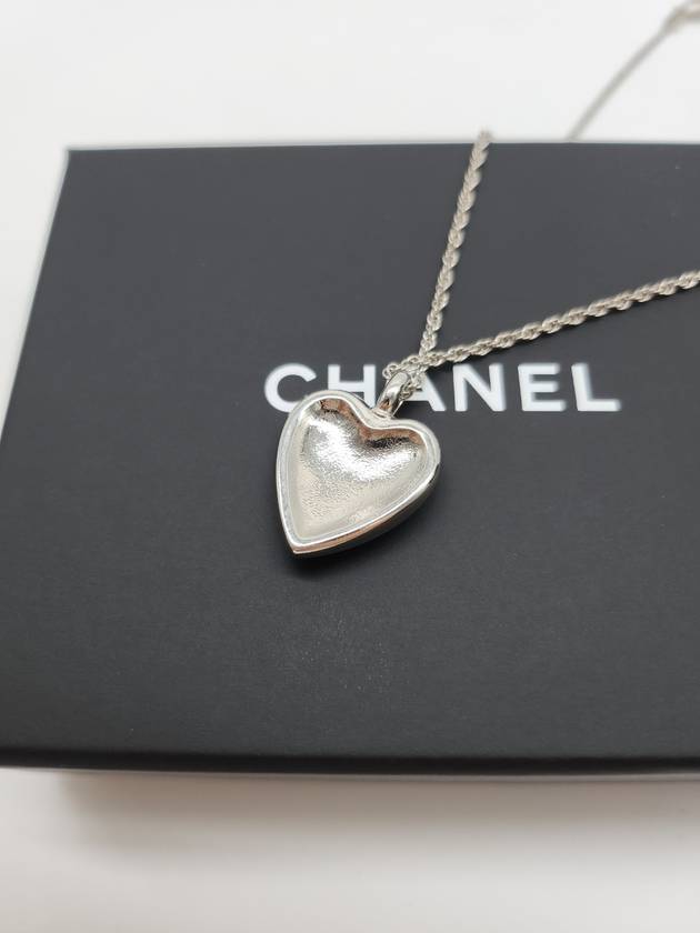 Heart CC logo necklace silver fabric ABE688 - CHANEL - BALAAN 6