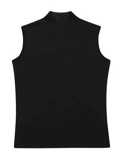 Metal Fabric Mix High Neck Sleeveless T-Shirt 9804LZSPBLACK - BLACK&WHITE - BALAAN 2