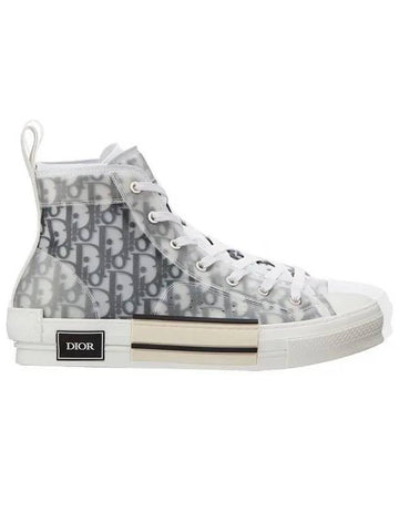 B23 Oblique Canvas High Top Sneakers White Black - DIOR - BALAAN 1