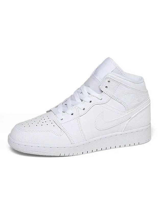 Kids Adult Sneakers Air Jordan 1 Mid Triple White 554725 130 - NIKE - BALAAN 4