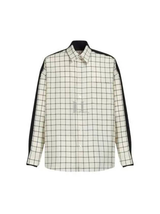 Grid Pattern Panel Long Sleeve Shirt White - MARNI - BALAAN 2