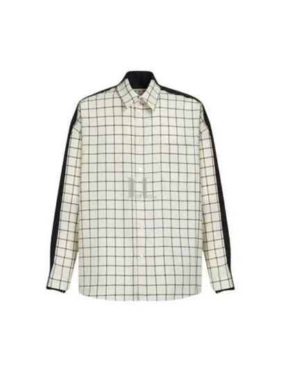 Grid Pattern Panel Long Sleeve Shirt White - MARNI - BALAAN 2