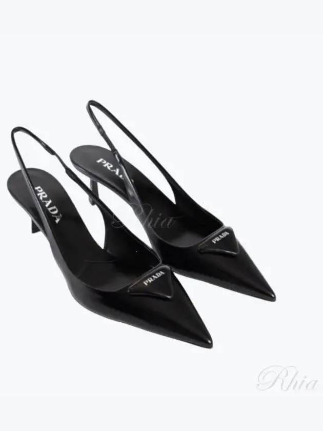 Brushed leather slingback pumps pump heel black 1I901M055F0002 - PRADA - BALAAN 1