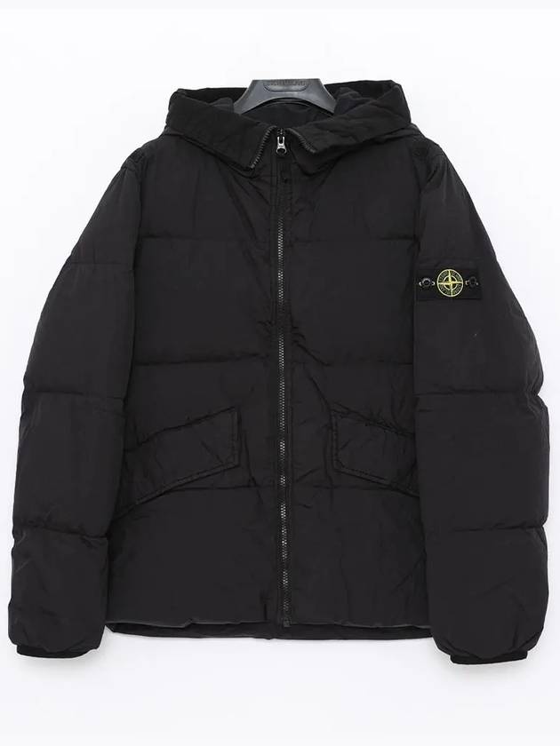 Kids Garment Dyed Crinkle Reps Recycled Nylon Down Padding Black - STONE ISLAND - BALAAN 2