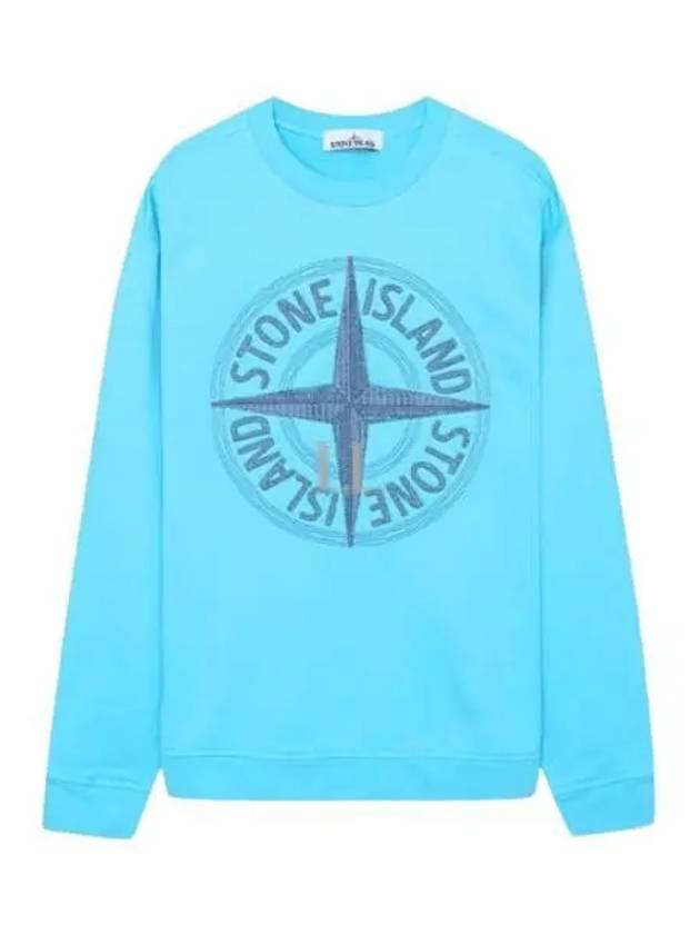 Garment Dying Compass Embroidery Logo Sweatshirt Blue - STONE ISLAND - BALAAN 2