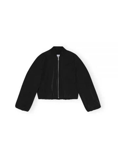 Drop Oversized Zipper Twill Bomber Jacket Black - GANNI - BALAAN 2