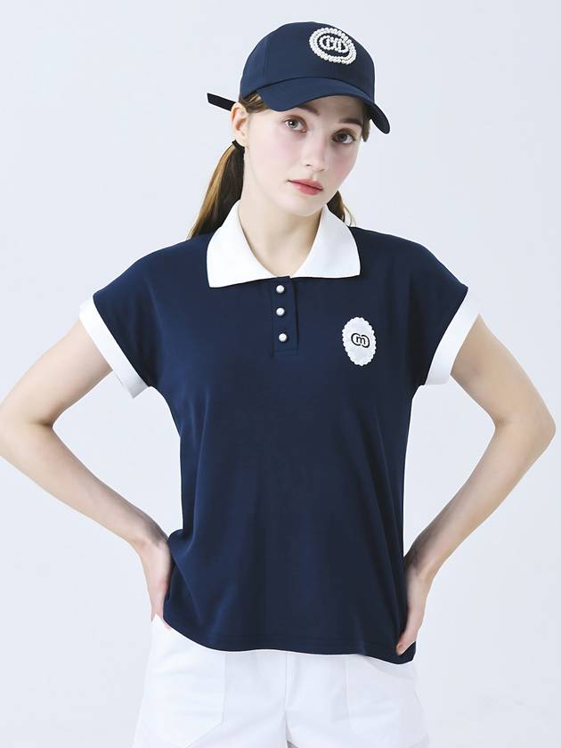 Doyou Know MC Women s Cotton Pique Lace Decoration Navy Short Sleeve T Shirt DO3242TS005 1 - DOYOUKNOWMC GOLF WEAR - BALAAN 2