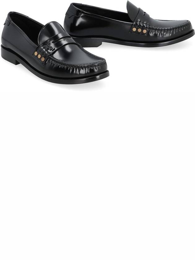 Monogram Penny Leather Loafer Black - SAINT LAURENT - BALAAN 4