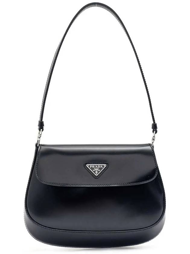 Cleo Brushed Flap Shoulder Bag Black - PRADA - BALAAN 3