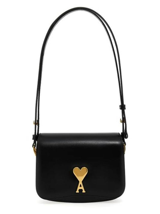 Heart Plaque Calfskin Shoulder Bag Black - AMI - BALAAN 1