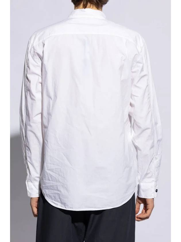 Logo Print Cotton Long Sleeve Shirt White - STONE ISLAND - BALAAN 4