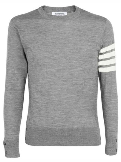 4 Bar Armband Classic Merino Wool Knit Top Light Grey - THOM BROWNE - BALAAN 2