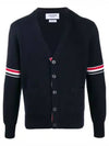 Milano Stitch Sprite Armband Cotton V-neck Cardigan Navy - THOM BROWNE - BALAAN 2