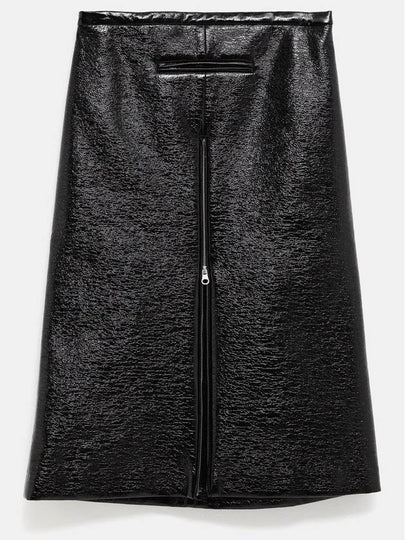 Tailored Zipper Vinyl Midi A Line Skirt Black - COURREGES - BALAAN 2