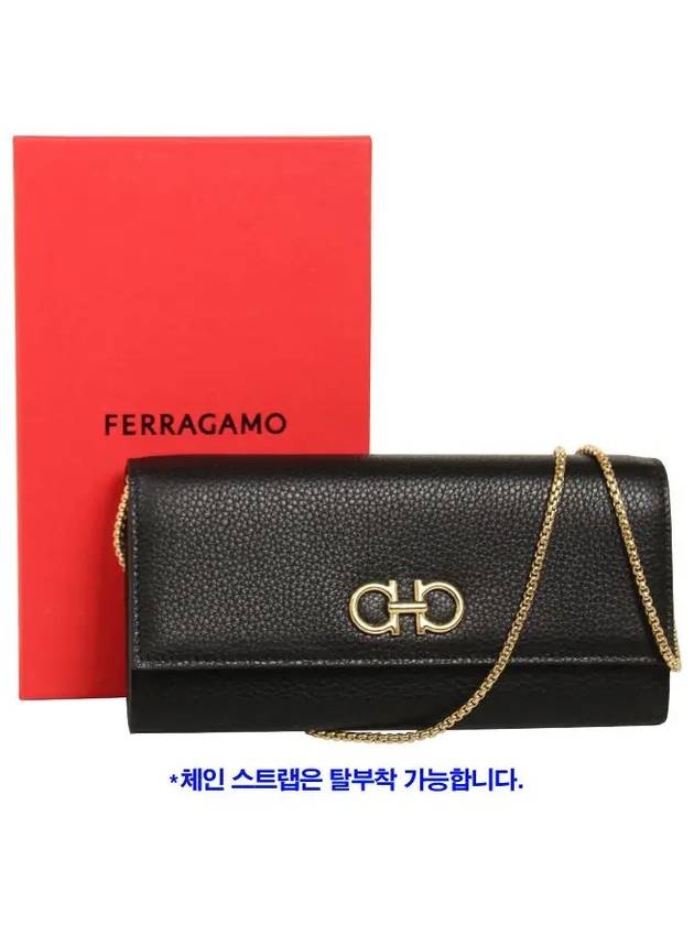 Gancini Chain Long Wallet Black - SALVATORE FERRAGAMO - BALAAN 6