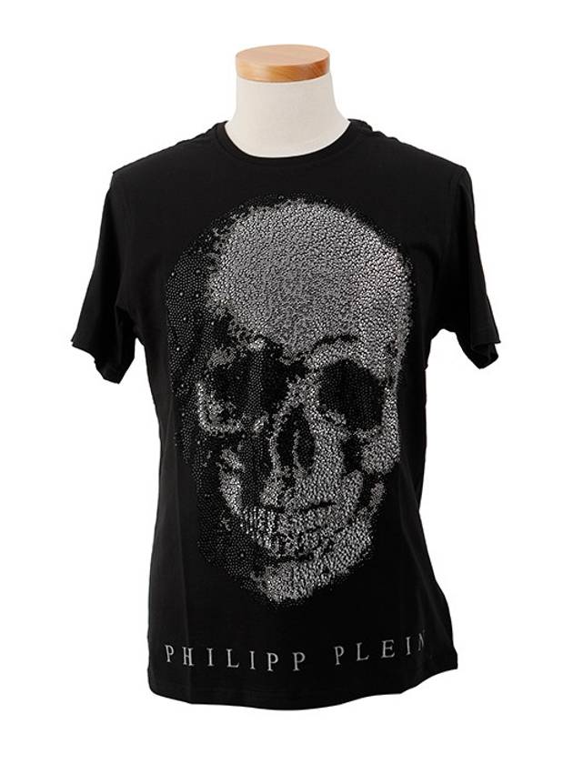 Skull Glitter Cotton Short Sleeve T-Shirt Black - PHILIPP PLEIN - BALAAN 3