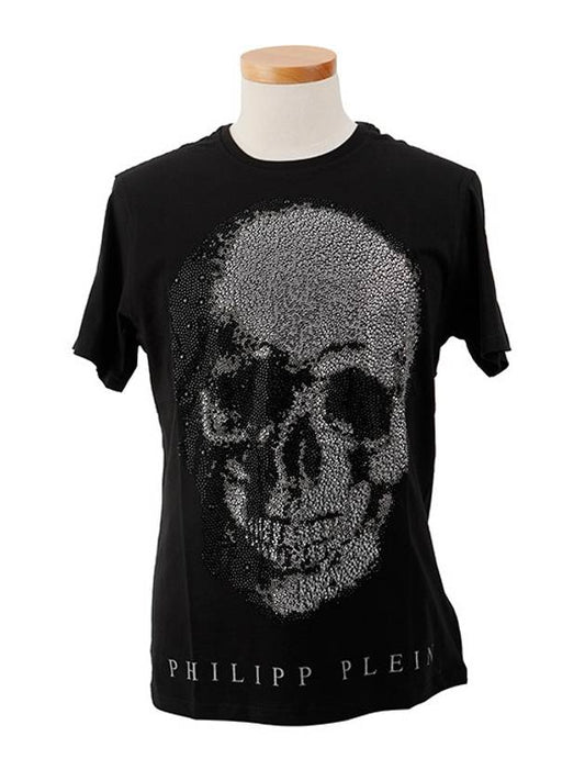 Skull Glitter Cotton Short Sleeve T-Shirt Black - PHILIPP PLEIN - BALAAN 2