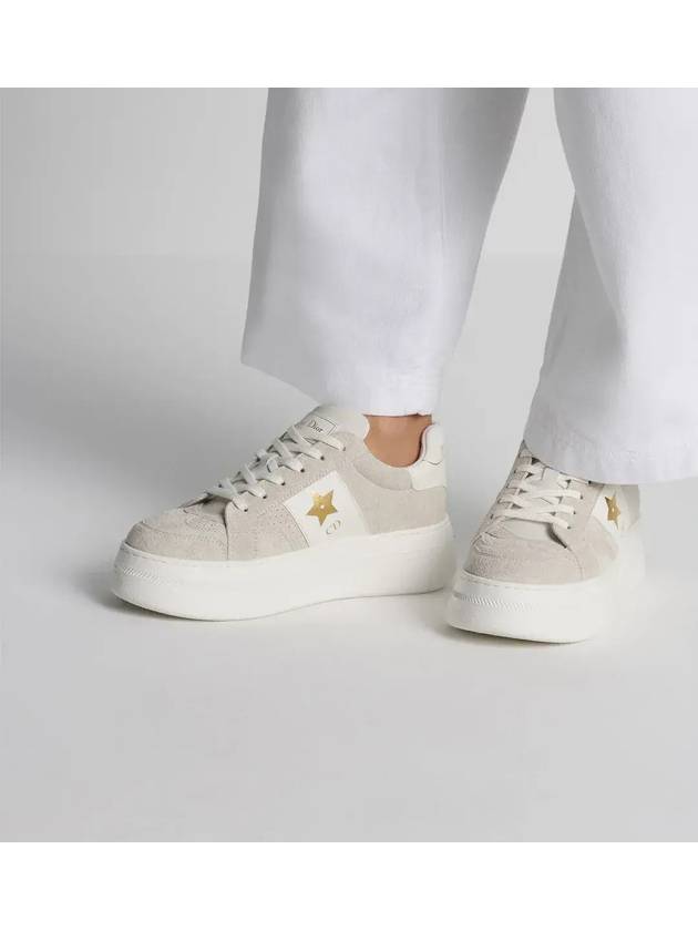 Star Platform Suede Calfskin Low Top Sneakers Light Beige - DIOR - BALAAN 3