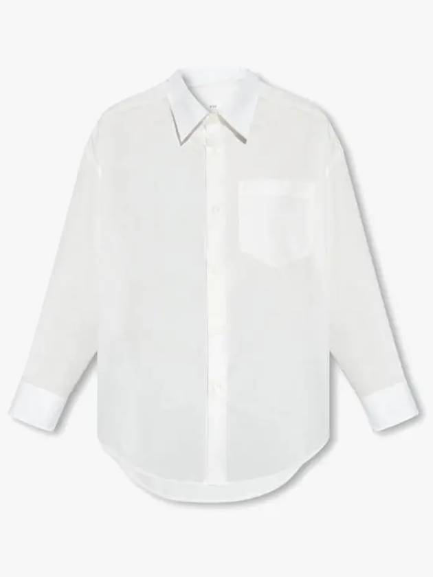 Chest Pocket Boxy Fit Poplin Long Sleeve Shirt White - AMI - BALAAN 2