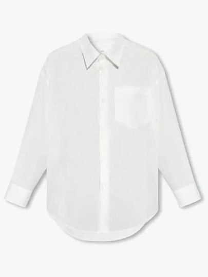 Chest Pocket Boxy Fit Poplin Long Sleeve Shirt White - AMI - BALAAN 2