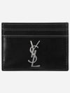 Monogram Card Case in Smooth Leather Black - SAINT LAURENT - BALAAN 2