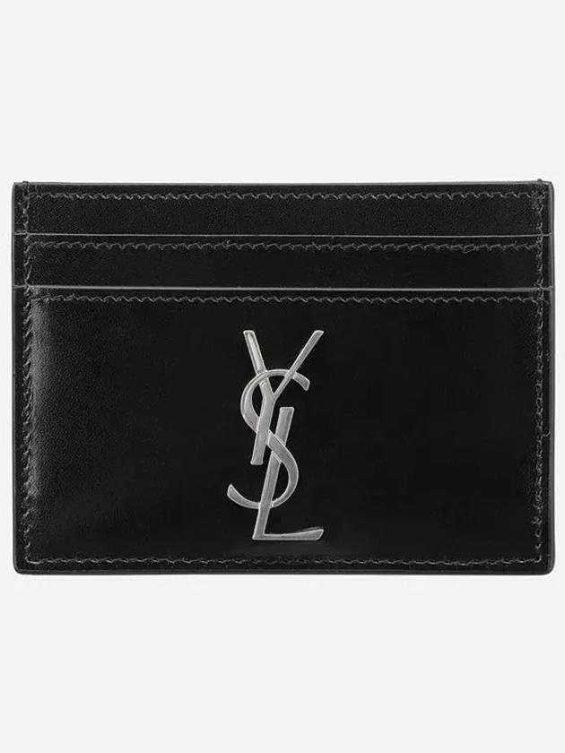 Monogram Card Case in Smooth Leather Black - SAINT LAURENT - BALAAN 2